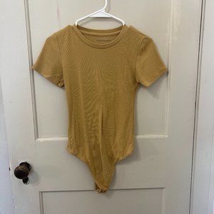American Eagle Outfitters Mustard Ribbed Bodysuit